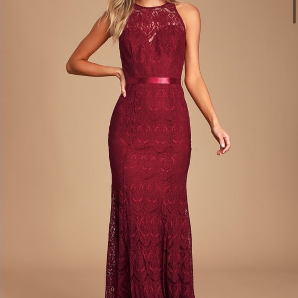 Burgundy Lulus maxi lace dress